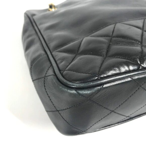 CHANEL vintage Matelasse Double Chain Tote Bag Shoulder Bag Leather Black/Gold - Picture 5 of 15